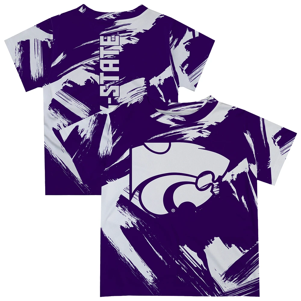 Youth Vive La Fete Purple Kansas State Wildcats Paint Brush T-Shirt