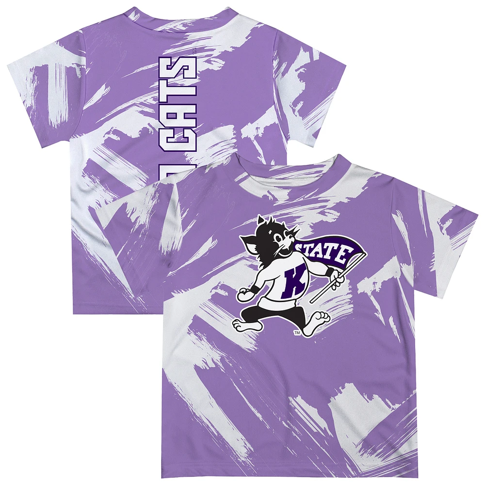 Youth Vive La Fete Lavender Kansas State Wildcats Paint Brush T-Shirt