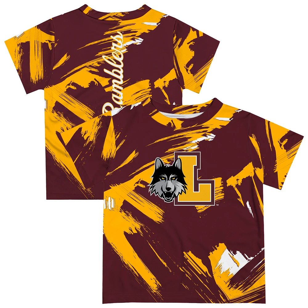 Youth Vive La Fete Maroon Loyola Chicago Ramblers Paint Brush T-Shirt