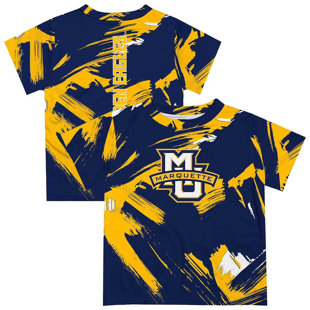 Youth Vive La Fete Navy Marquette Golden Eagles Paint Brush T-Shirt