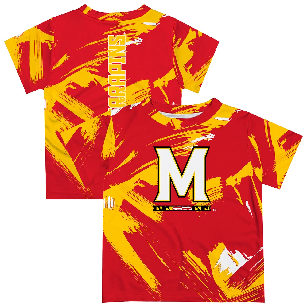 Youth Vive La Fete Red Maryland Terrapins Paint Brush T-Shirt