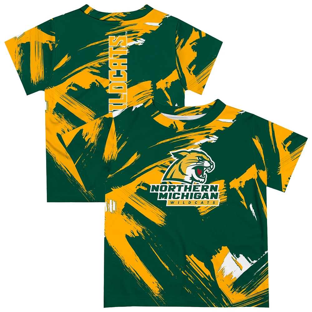 Youth Vive La Fete Green Northern Michigan Wildcats Paint Brush T-Shirt