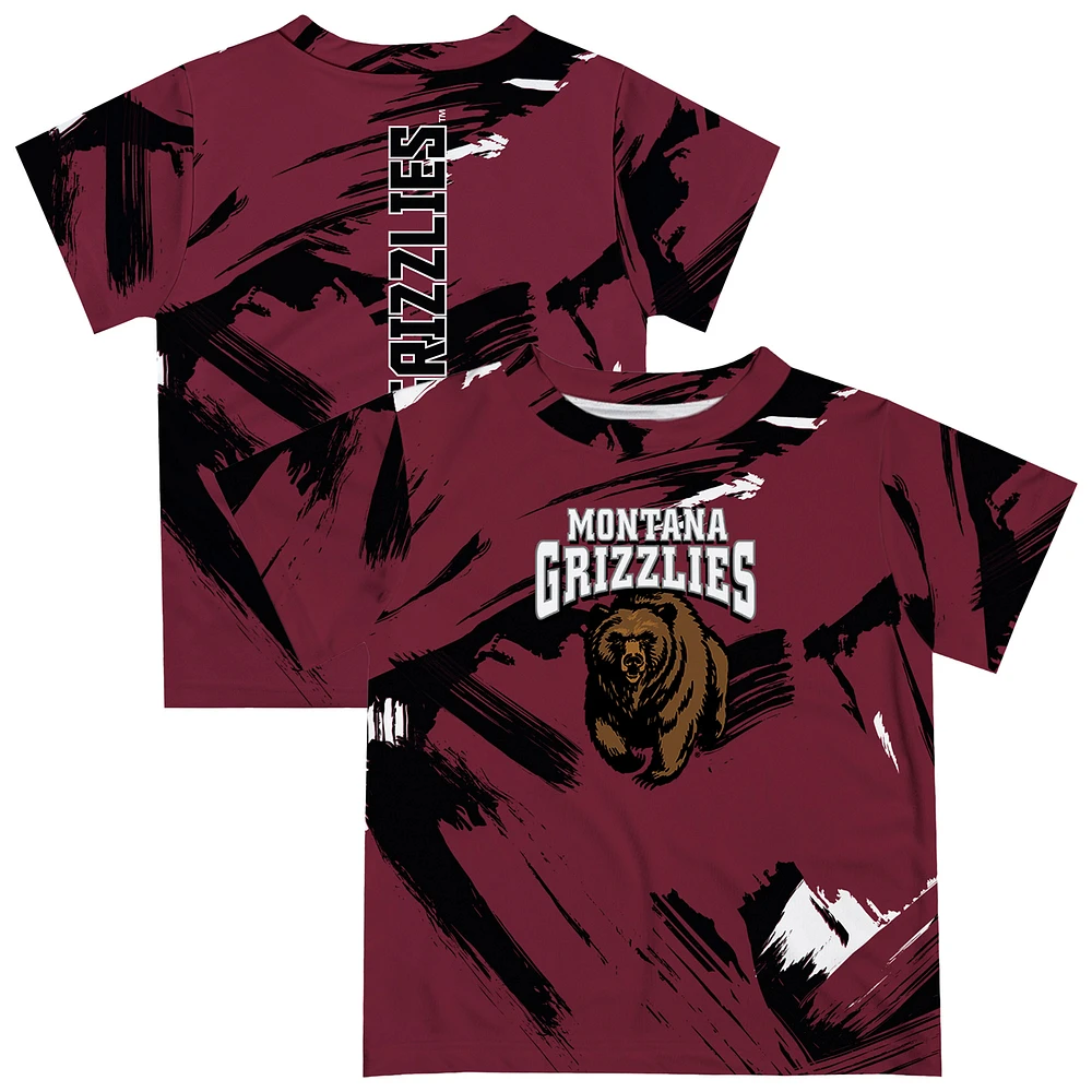 Youth Vive La Fete Maroon Montana Grizzlies Paint Brush T-Shirt