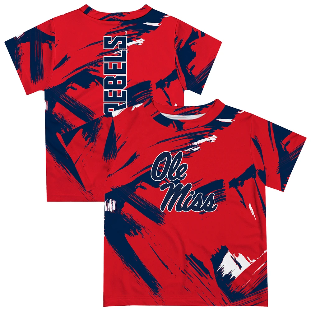 Youth Vive La Fete Red Ole Miss Rebels Paint Brush T-Shirt