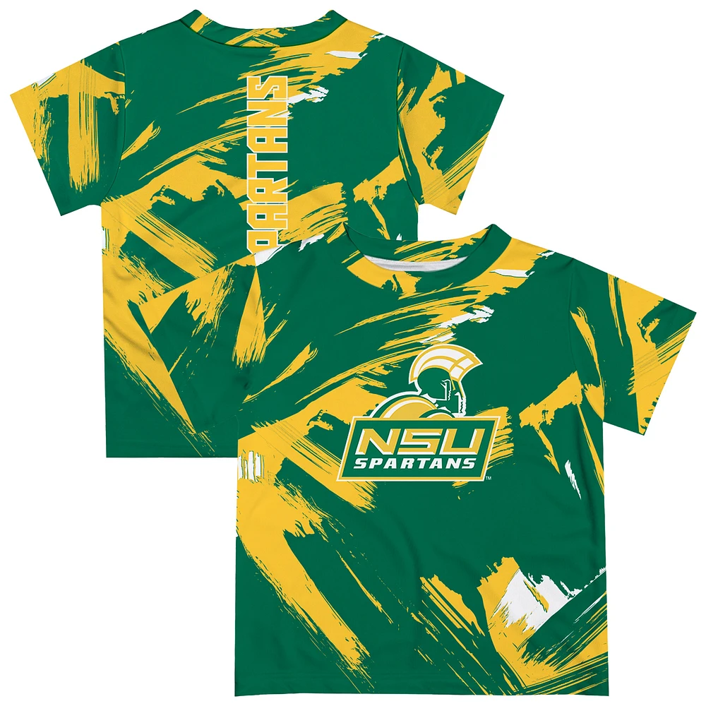 Youth Vive La Fete Green Norfolk State Spartans Paint Brush T-Shirt