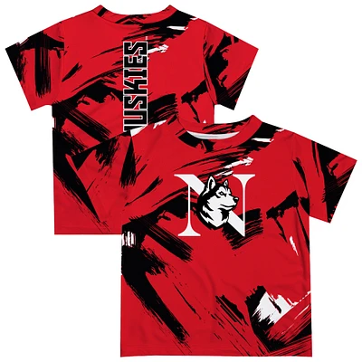 Youth Vive La Fete Red Northeastern Huskies Paint Brush T-Shirt