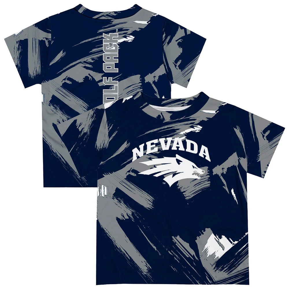 Youth Vive La Fete Navy Nevada Wolf Pack Paint Brush T-Shirt