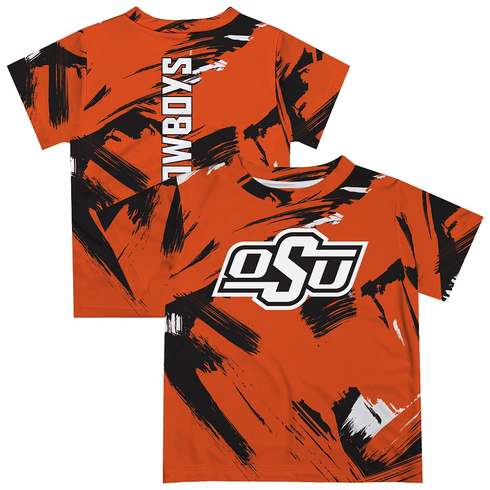 Youth Vive La Fete Orange Oklahoma State Cowboys Paint Brush T-Shirt