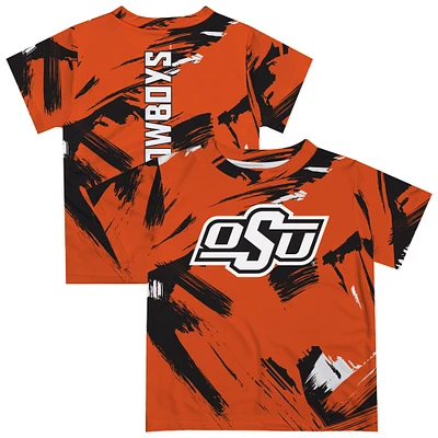 Youth Vive La Fete Orange Oklahoma State Cowboys Paint Brush T-Shirt