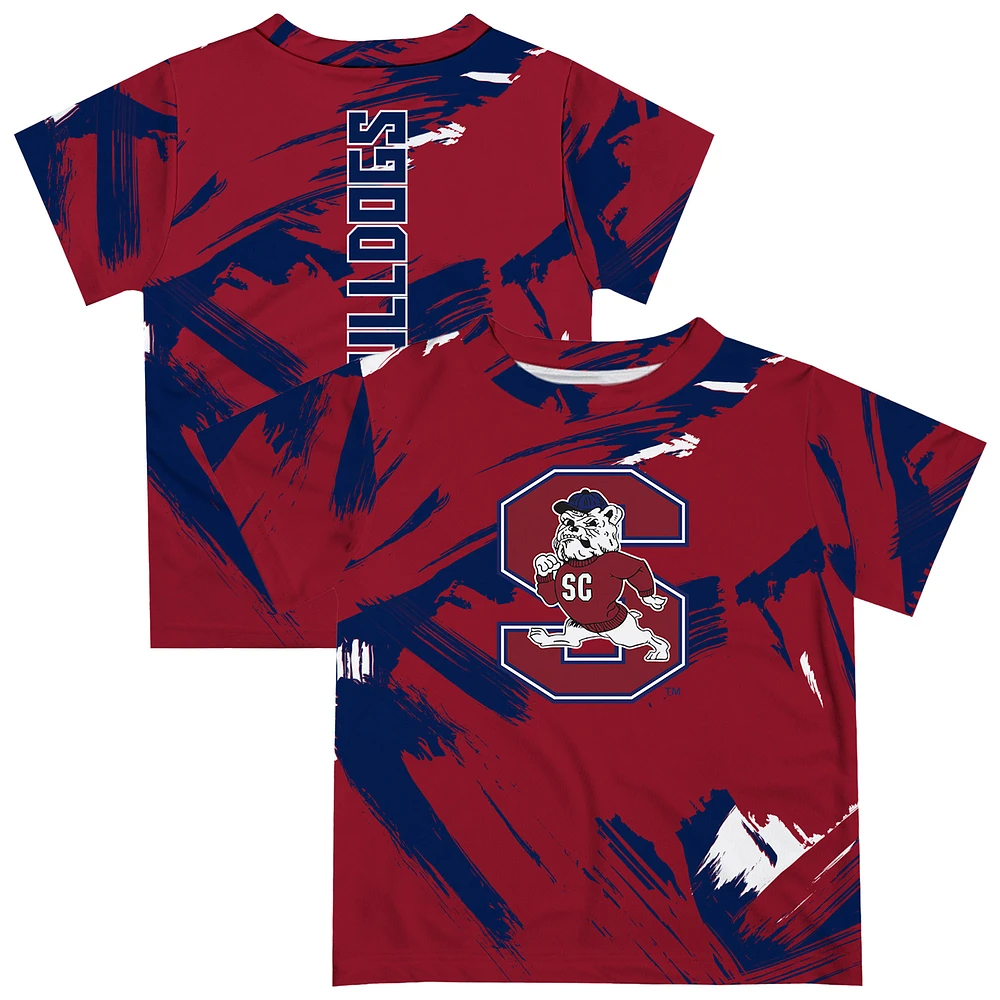 Youth Vive La Fete Garnet South Carolina State Bulldogs Paint Brush T-Shirt