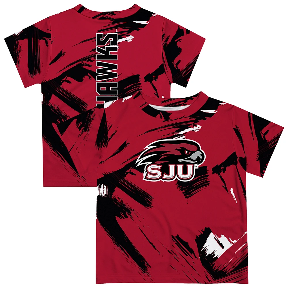 Youth Vive La Fete Crimson Saint Joseph's Hawks Paint Brush T-Shirt