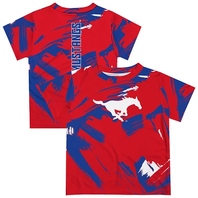 Youth Vive La Fete Red SMU Mustangs Paint Brush T-Shirt