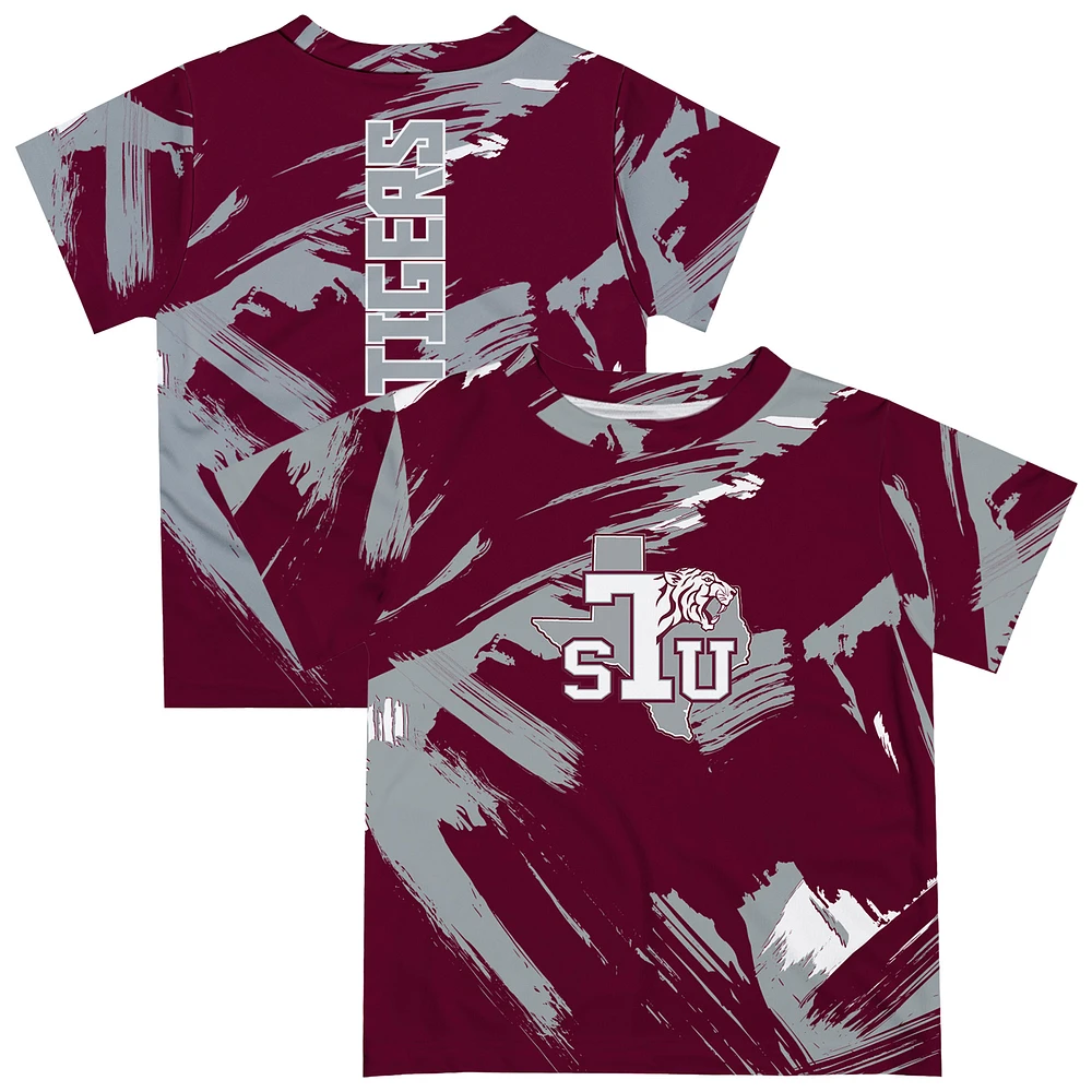 Youth Vive La Fete Maroon Texas Southern Tigers Paint Brush T-Shirt