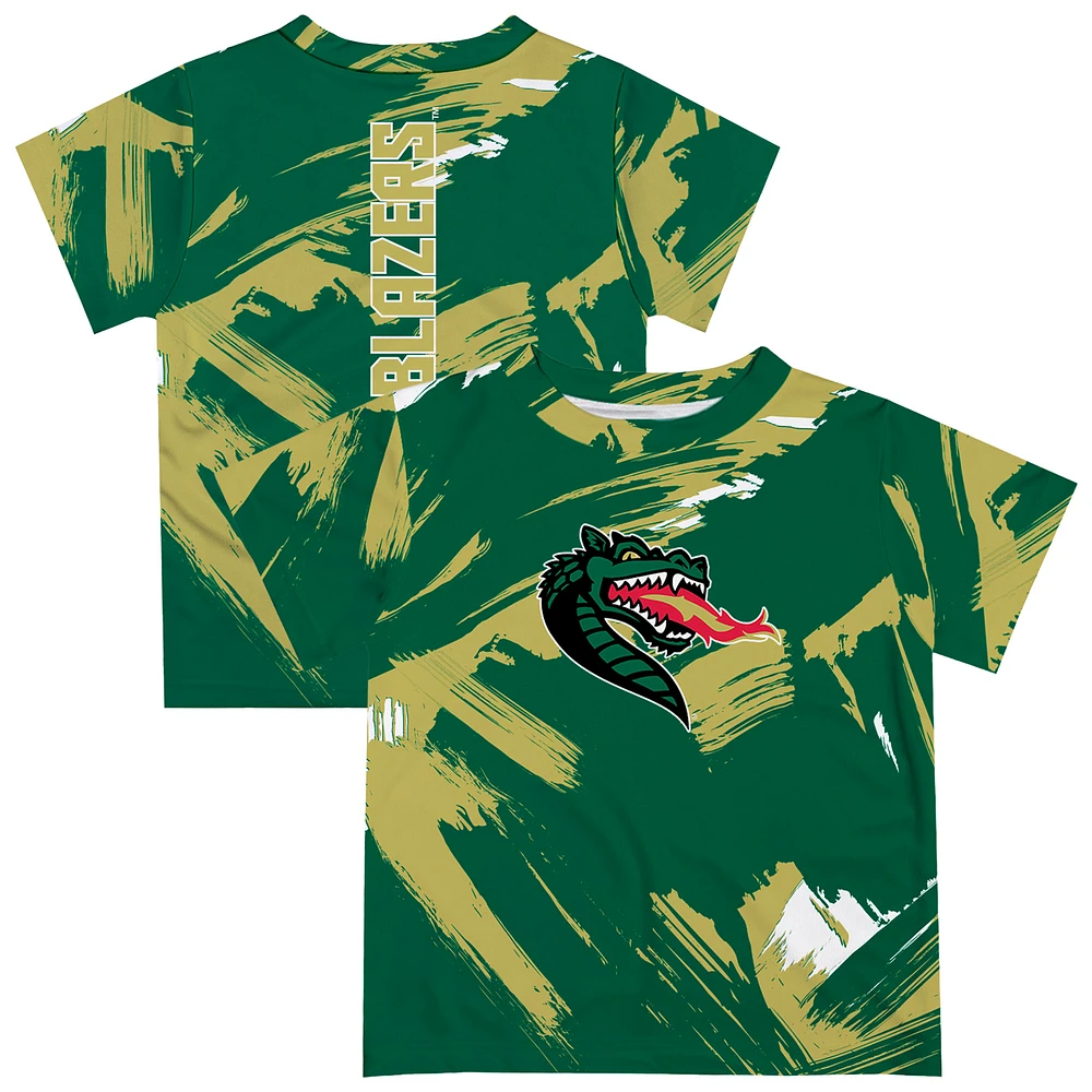 Youth Vive La Fete Green UAB Blazers Paint Brush T-Shirt