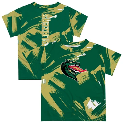Youth Vive La Fete Green UAB Blazers Paint Brush T-Shirt