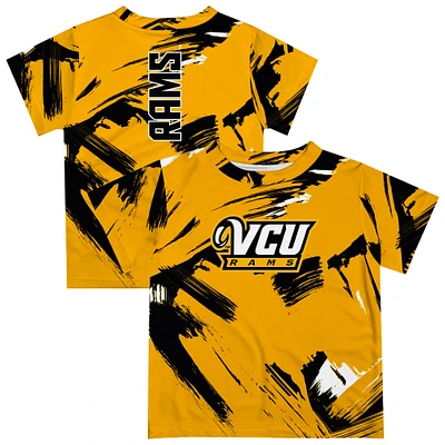 Youth Vive La Fete Gold VCU Rams Paint Brush T-Shirt