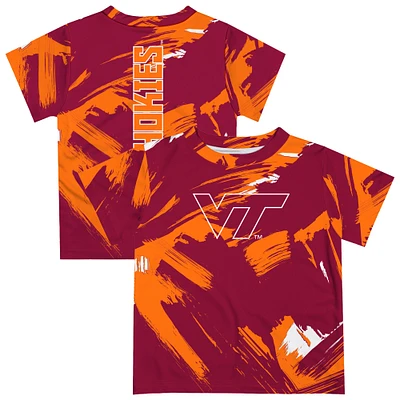 Youth Vive La Fete Maroon Virginia Tech Hokies Paint Brush T-Shirt