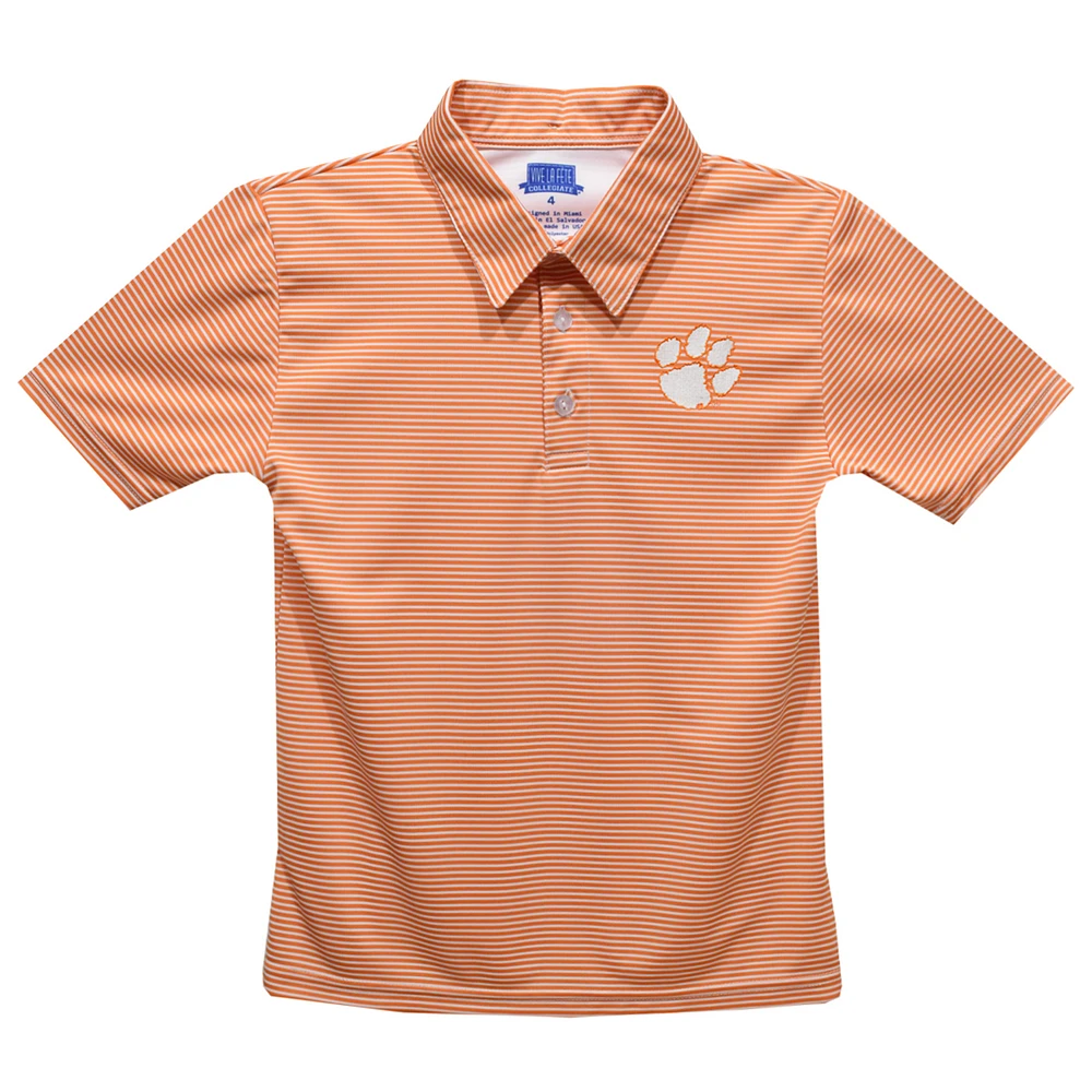 Toddler Vive La Fete Orange Clemson Tigers Pencil Stripe Polo