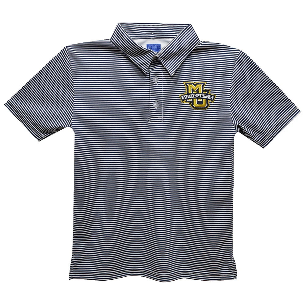 Toddler Vive La Fete Navy Marquette Golden Eagles Pencil Stripe Polo