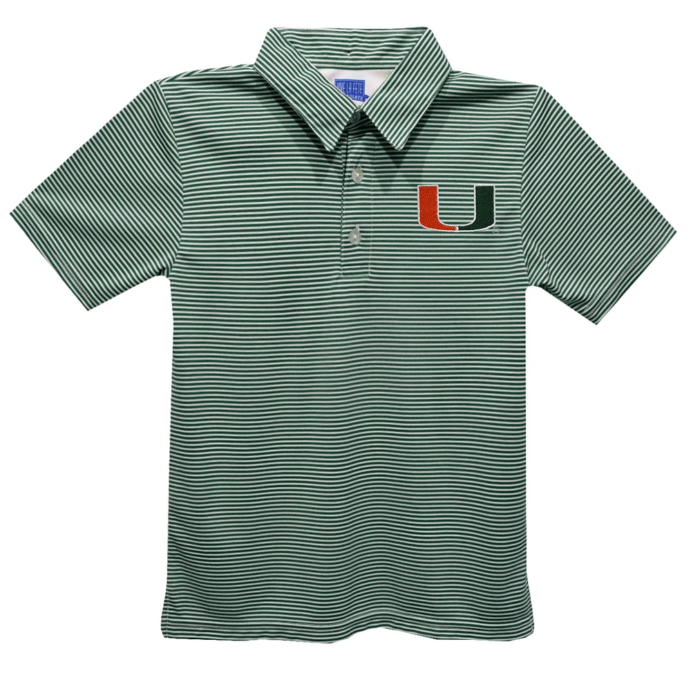 Toddler Vive La Fete Green Miami Hurricanes Pencil Stripe Polo