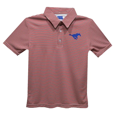 Toddler Vive La Fete Red SMU Mustangs Pencil Stripe Polo