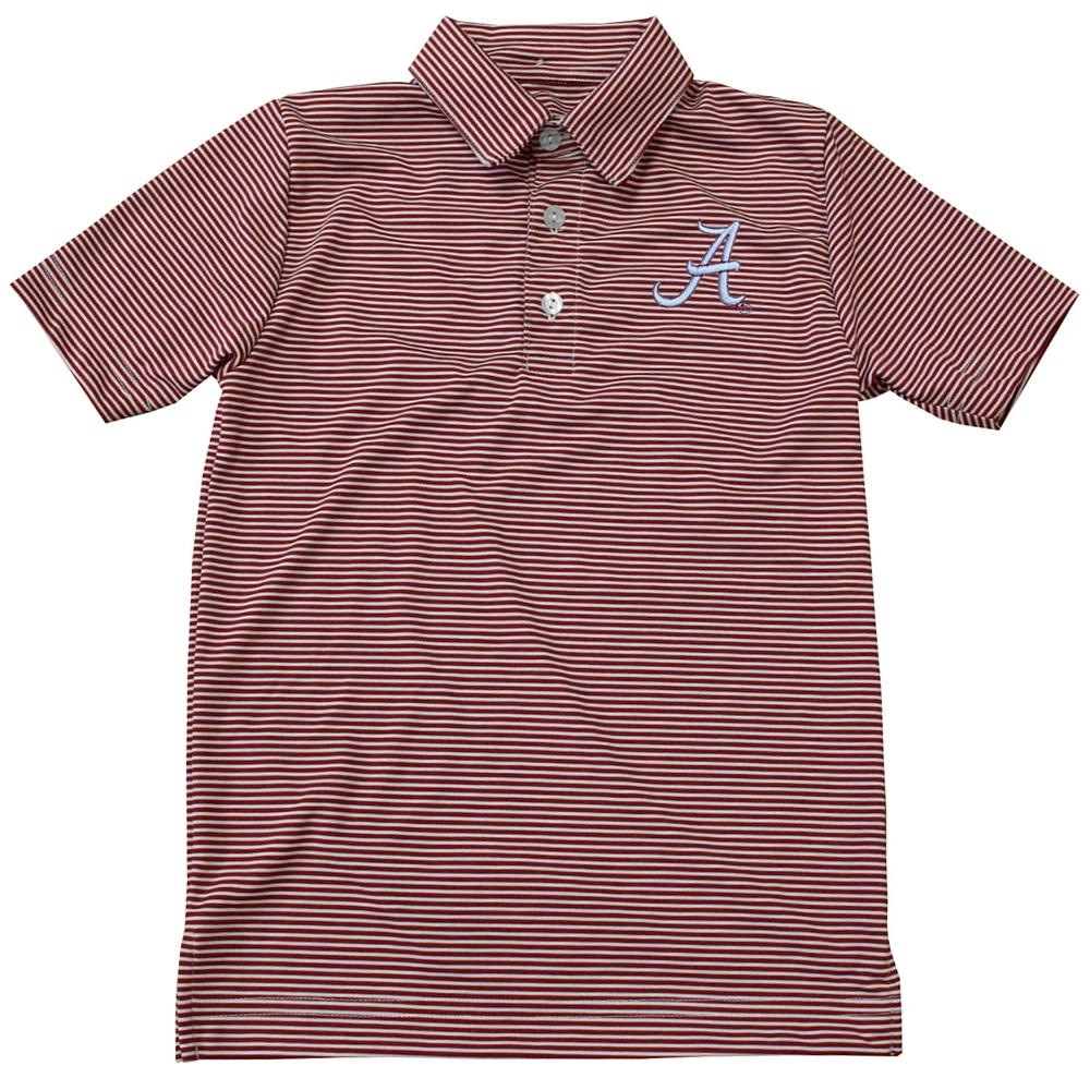 Youth Vive La Fete Crimson Alabama Tide Pencil Stripe Polo