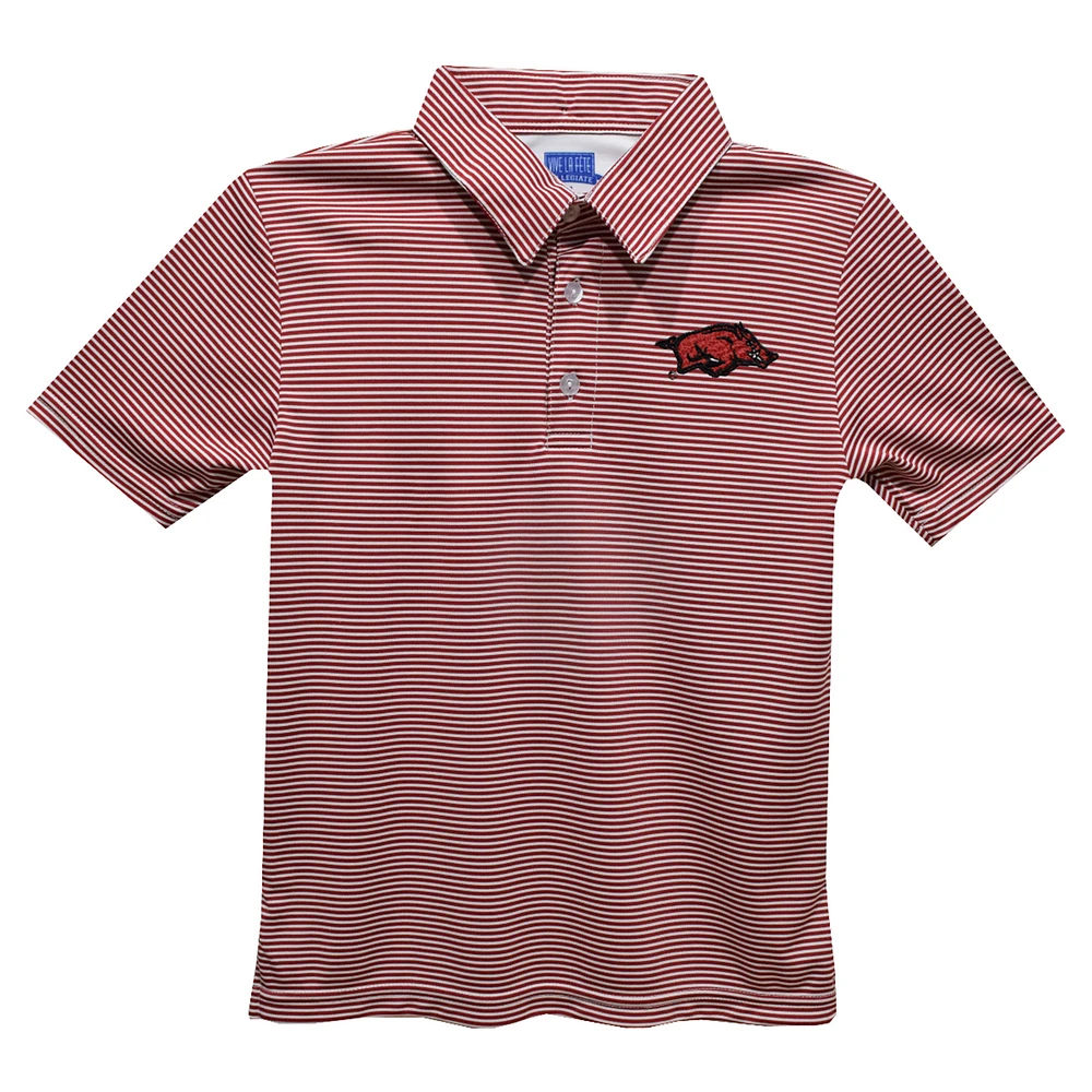Youth Vive La Fete Cardinal Arkansas Razorbacks Pencil Stripe Polo