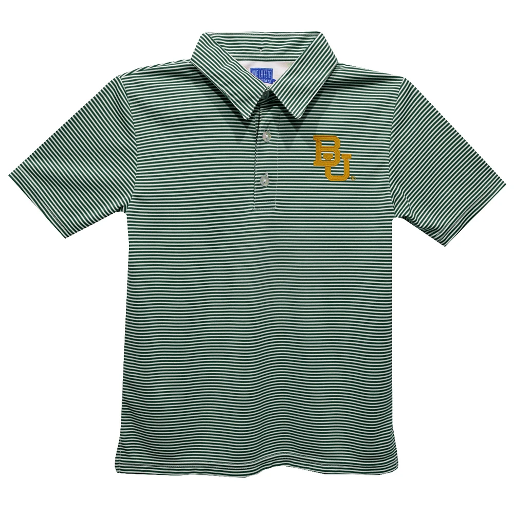 Youth Vive La Fete Green Baylor Bears Pencil Stripe Polo