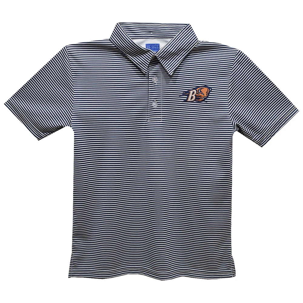 Youth Vive La Fete Navy Bucknell Bison Pencil Stripe Polo