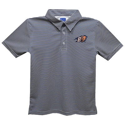 Youth Vive La Fete Navy Bucknell Bison Pencil Stripe Polo