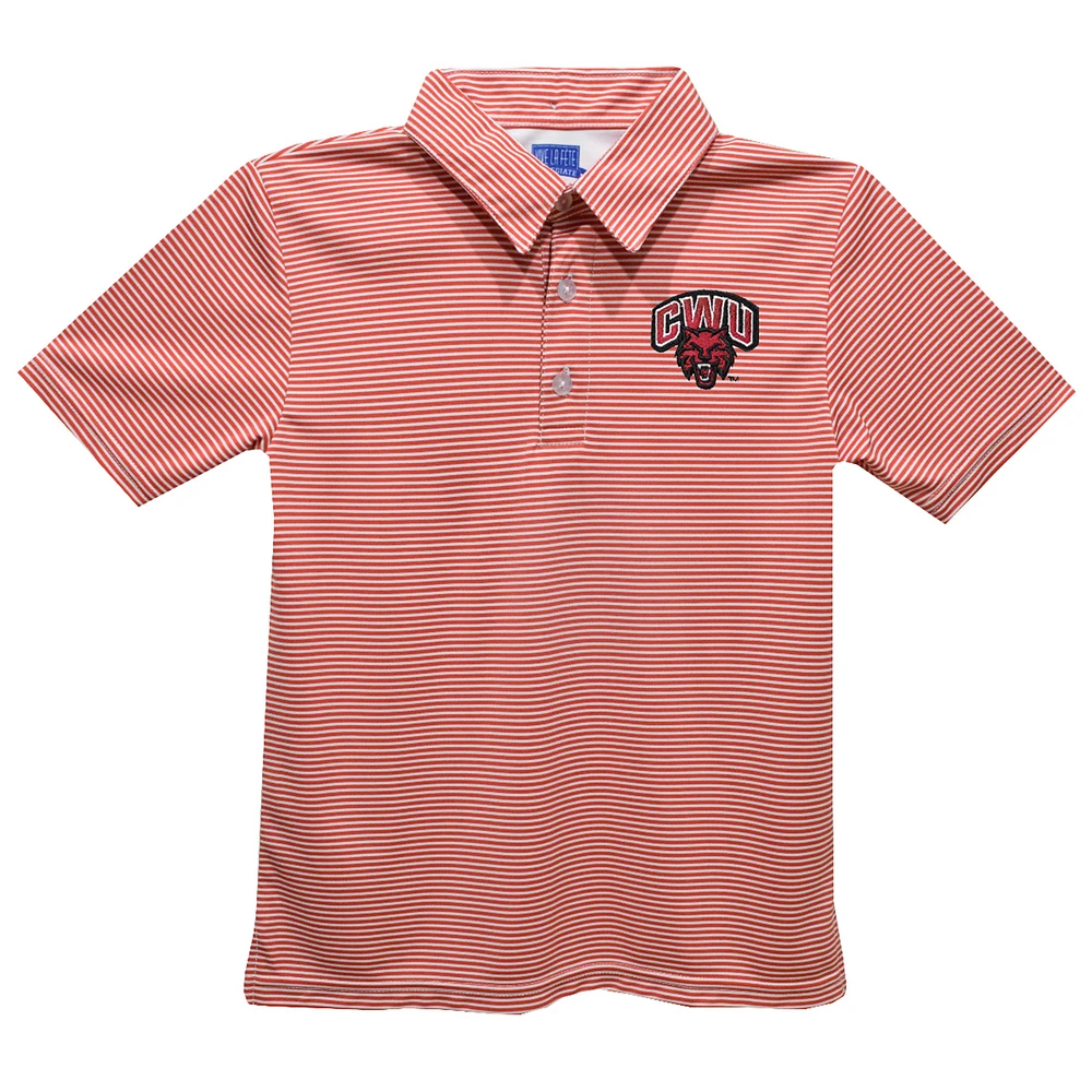 Youth Vive La Fete Red Central Washington Wildcats Pencil Stripe Polo
