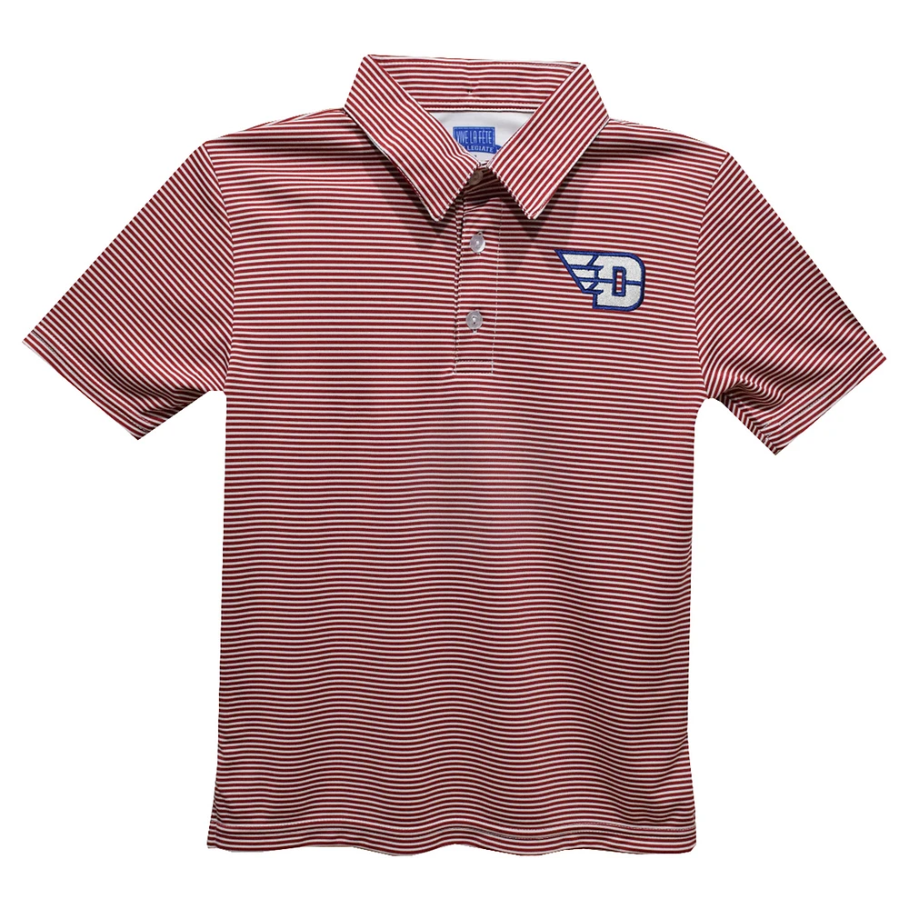 Youth Vive La Fete Red Dayton Flyers Pencil Stripe Polo