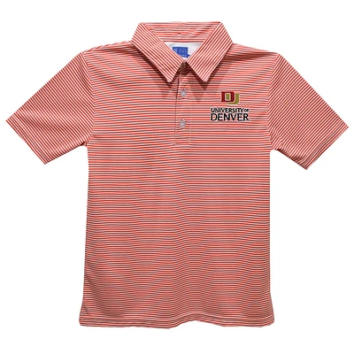 Youth Vive La Fete Red Denver Pioneers Pencil Stripe Polo