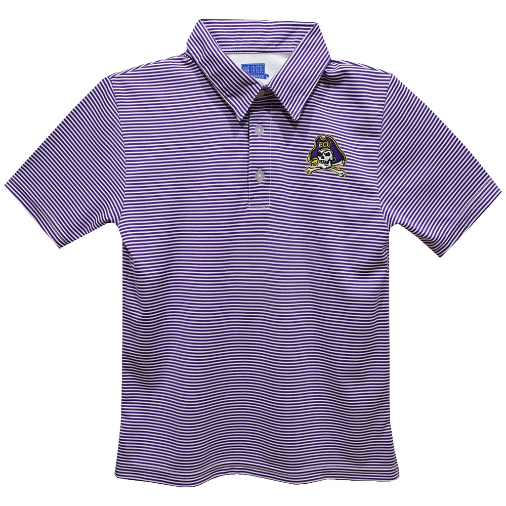 Youth Vive La Fete Purple ECU Pirates Pencil Stripe Polo
