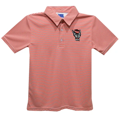 Youth Vive La Fete Red NC State Wolfpack Pencil Stripe Polo