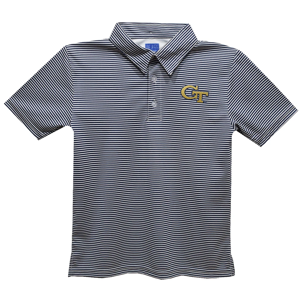 Youth Vive La Fete Navy Georgia Tech Yellow Jackets Pencil Stripe Polo