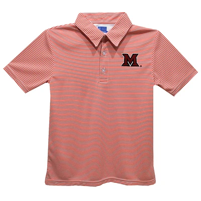Youth Vive La Fete Red Miami University RedHawks Pencil Stripe Polo
