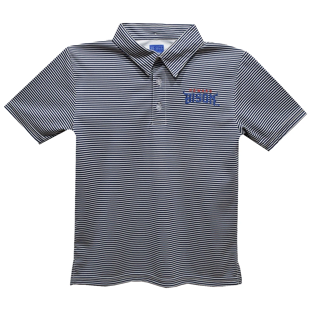 Youth Vive La Fete Navy Howard Bison Pencil Stripe Polo