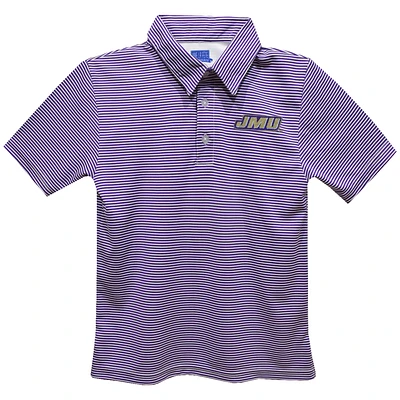 Youth Vive La Fete  Purple James Madison Dukes Pencil Stripe Polo