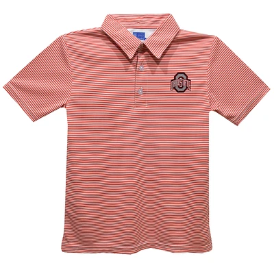 Youth Vive La Fete Red Ohio State Buckeyes Pencil Stripe Polo