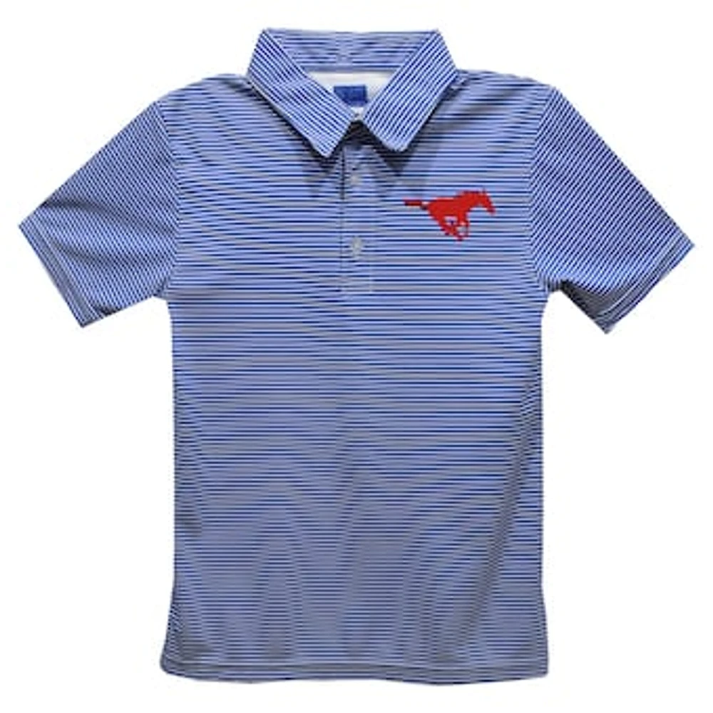 Youth Vive La Fete Royal SMU Mustangs Pencil Stripe Polo