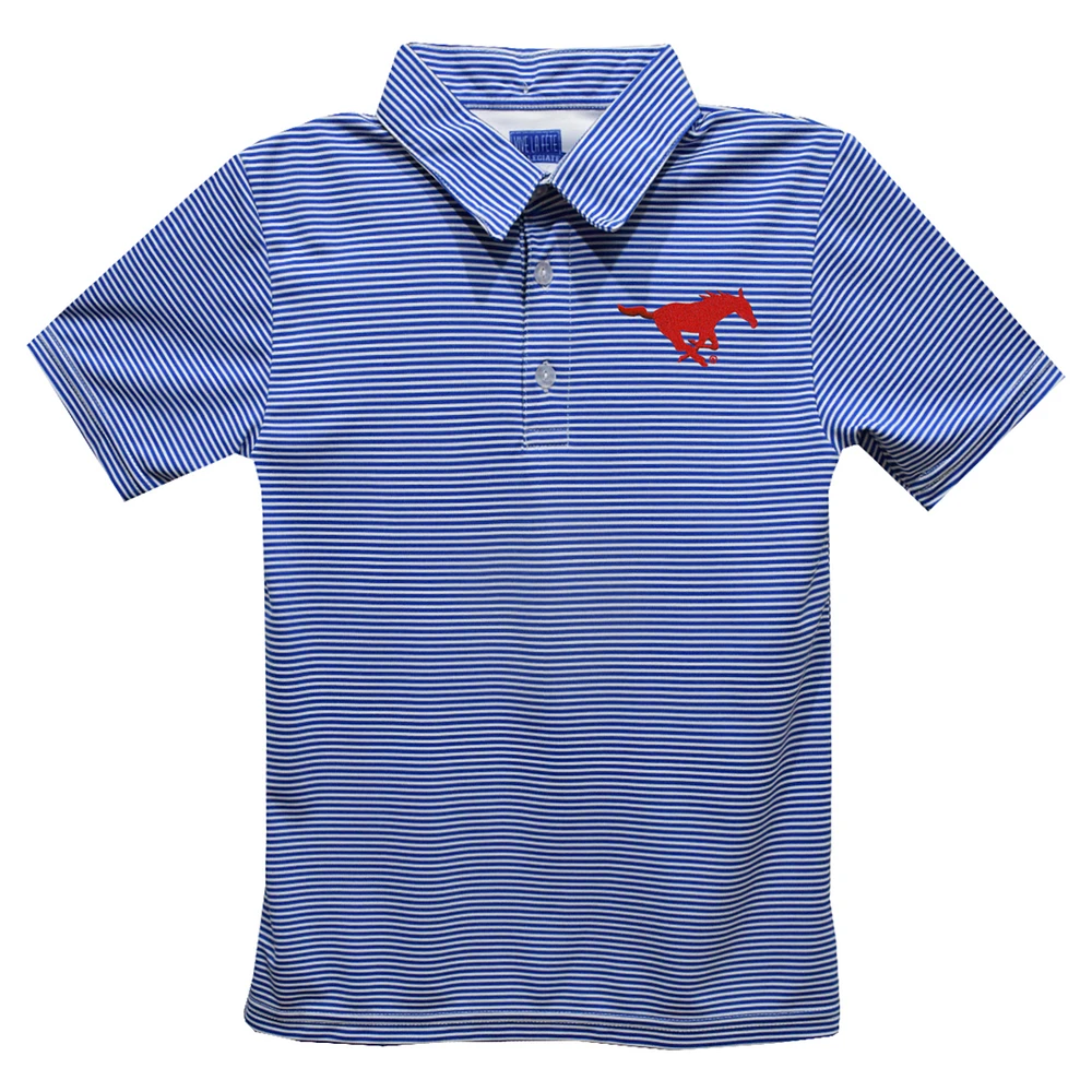 Youth Vive La Fete Royal SMU Mustangs Pencil Stripe Polo