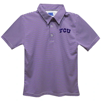 Youth Vive La Fete Purple TCU Horned Frogs Pencil Stripe Polo