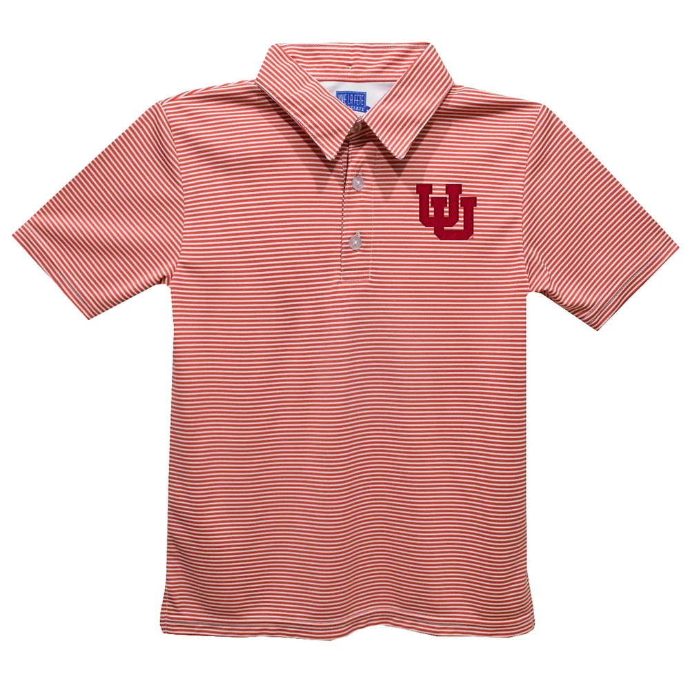 Youth Vive La Fete Red Utah Utes Pencil Stripe Polo