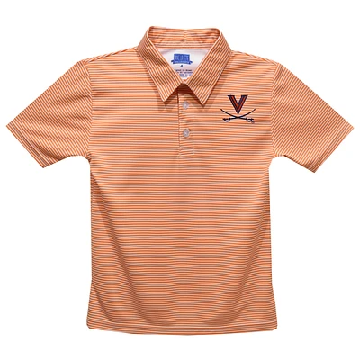 Youth Vive La Fete Orange Virginia Cavaliers Pencil Stripe Polo