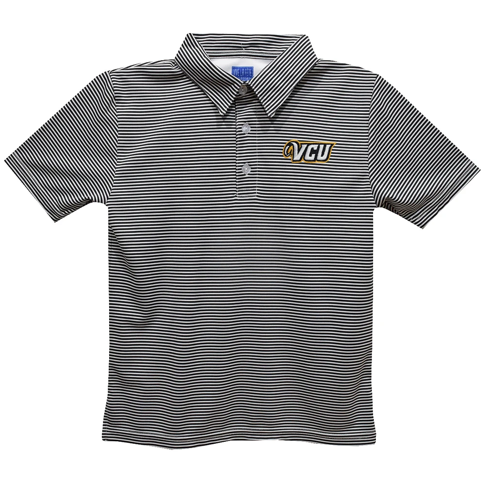 Youth Vive La Fete Black VCU Rams Pencil Stripe Polo