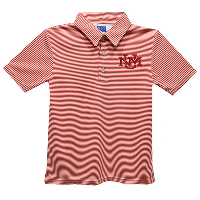 Youth Vive La Fete Red New Mexico Lobos Pencil Stripe Polo