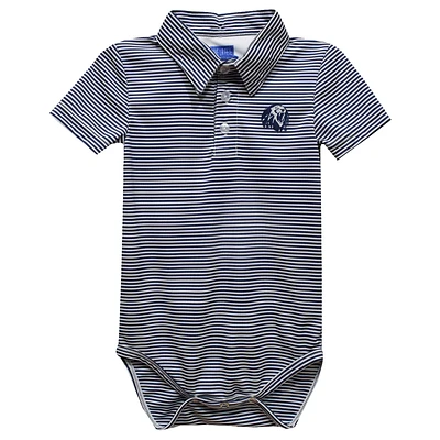 Infant Vive La Fete Navy Arkansas Fort Smith Lions Polo Pencil Stripe Bodysuit