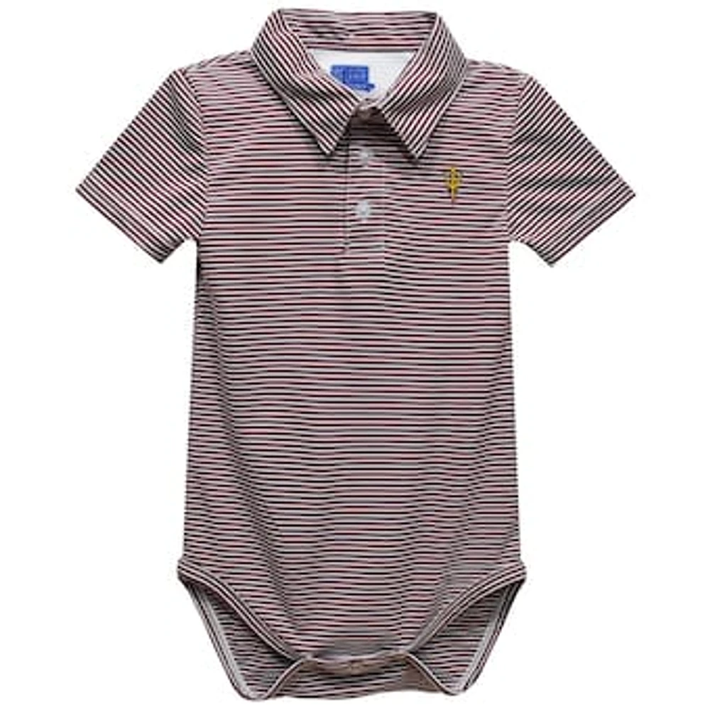 Infant Vive La Fete Maroon Arizona State Sun Devils Polo Pencil Stripe Bodysuit