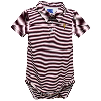Infant Vive La Fete Maroon Arizona State Sun Devils Polo Pencil Stripe Bodysuit